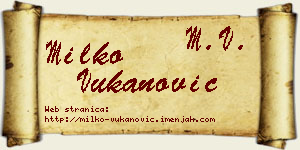 Milko Vukanović vizit kartica
